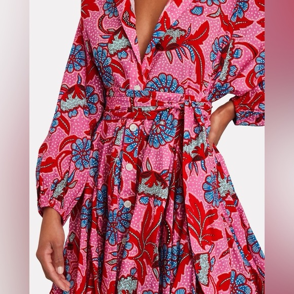 Tuckernuck RHODE Emma Fluted Floral-Print Cotton-Poplin Mini Dress Large - Picture 2 of 8